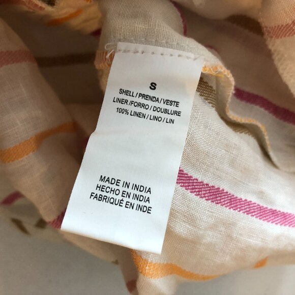 Vitamin A Womens Shorts Linen Pull On Pockets Striped Pink Orange Ivory S - Picture 5 of 5